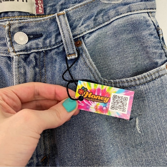 Levi’s 550 Custom Jeans Womens Size 6 Waist 28 Plaid Patchwork Levis Upcycled - Picture 13 of 16